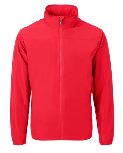 Cutter & Buck Charter Water Resistant Packable Full Zip Recycled Polyester Jacket In Red