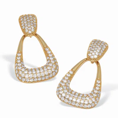 Palm Beach Jewelry Round Pave-style Crystal Goldtone Chic Drop Earrings