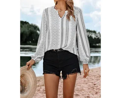 Elings Striped V Neck Blouse In White
