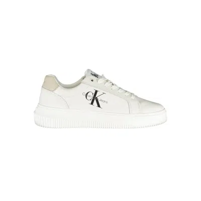 Calvin Klein Chic White Lace-up Sneakers With Contrast Details