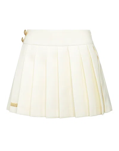 Philipp Plein Wool Marine Plisse Skirt