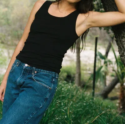 La Relaxed Organic Rib Tank In Black
