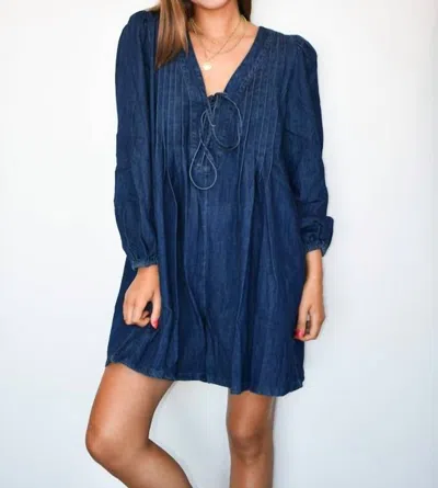 Lalavon Amelia Denim Romper In Dark Wash