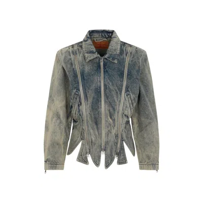Y/project Tudor Zip Denim Jacket In Blue