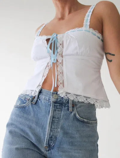 Rumored Vintage Love Cami In White/blue