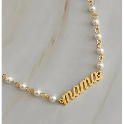 Ellison+young Women's Mama Pearl Charm Necklace In Pearl/gold