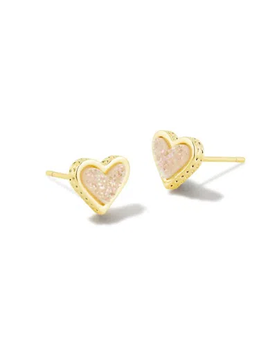 Kendra Scott Women's Framed Ari Heart Stud Earring In Gold Iridescent Drusy