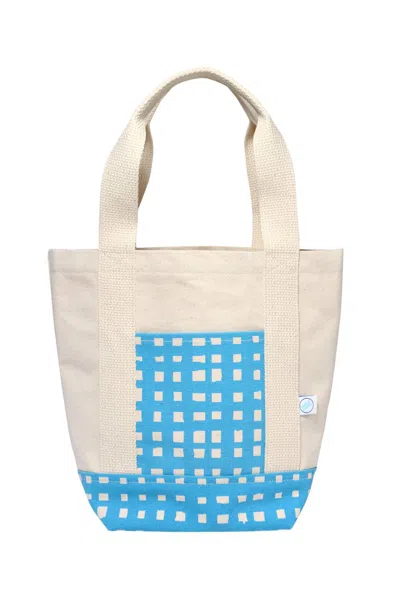 Dance Happy Designs Women's Grid Mini Tote Bag In Ivory/blue
