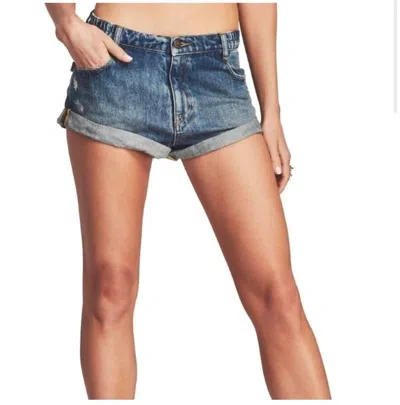 Retroféte Cuffed Denim Shorts In Worn Vintage Blue