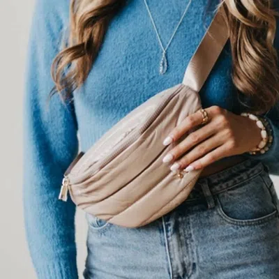 Pretty Simple Puffer Bum Bag In Taupe