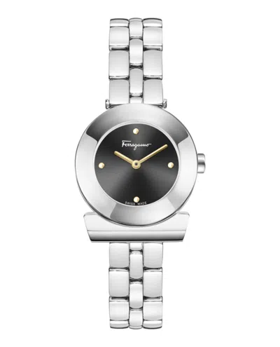 Ferragamo Gancino Bracelet Watch With Black Sunray Dial In Metallic