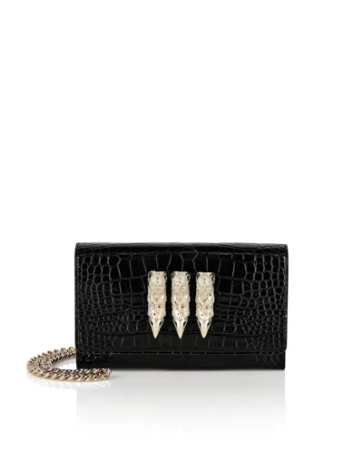 Philipp Plein Small Croco Embossed Clutch Eagle