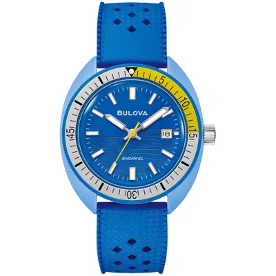 Bulova Men's Snorkel Blue Hnbr Rubber Strap Watch 41mm In Blue