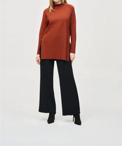 Joseph Ribkoff Mock Neck Long Sleeve Knit Sweater In Cinnamon In Brown