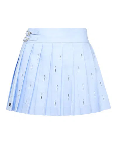 Philipp Plein Pleated Mini Skirt Strass Skull