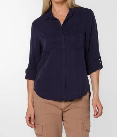 Velvet Heart Riley Long Sleeve Top In Midnight Navy In Blue