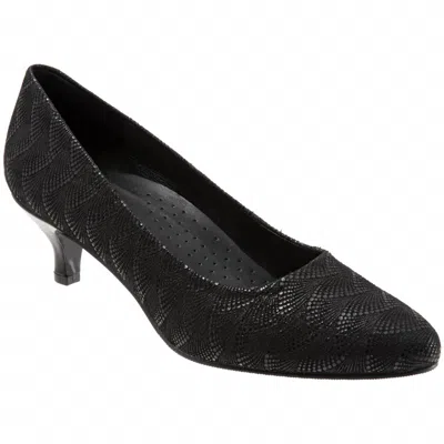 Trotters Kiera Leather Heel In Black Waves