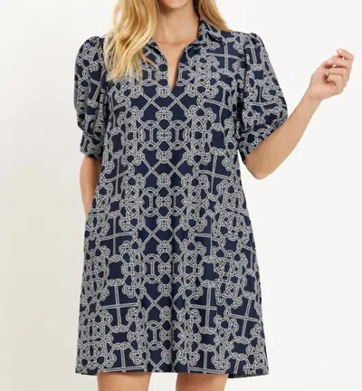 Jude Connally Emerson Mini Dress In Lattice Ropes Navy