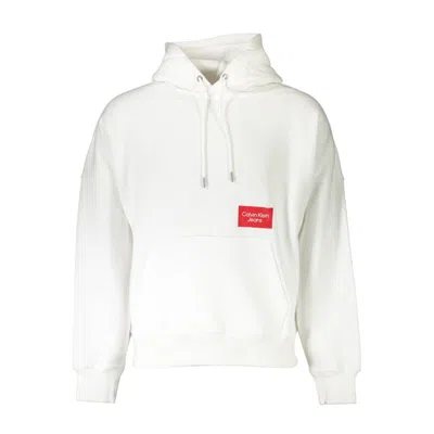 Calvin Klein Chic White Hooded Sweatshirt With Logo Print