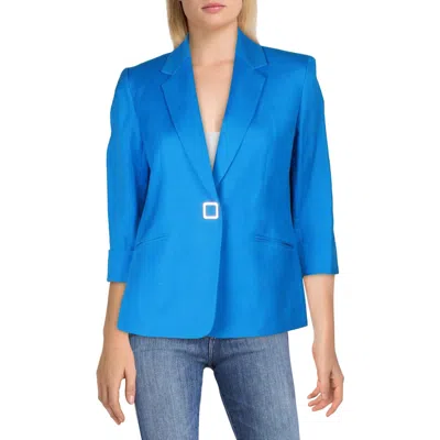 Kasper Plus Womens Collar Linen Blazer
