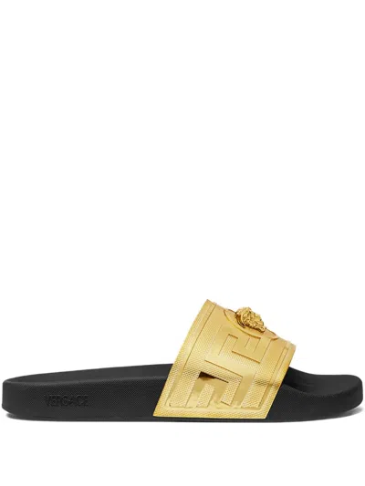 Versace La Medusa Pool Sliders In Gold