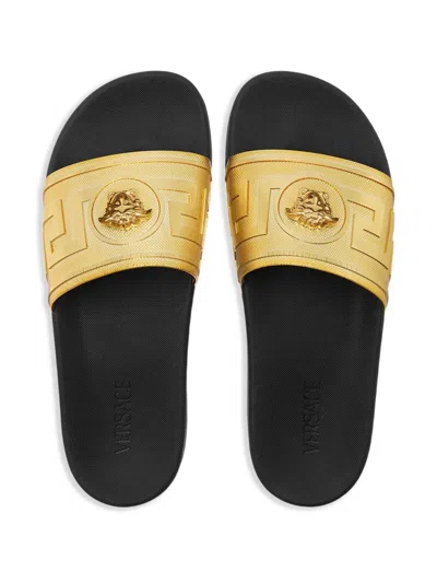 Versace La Medusa Pool Sliders In Gold