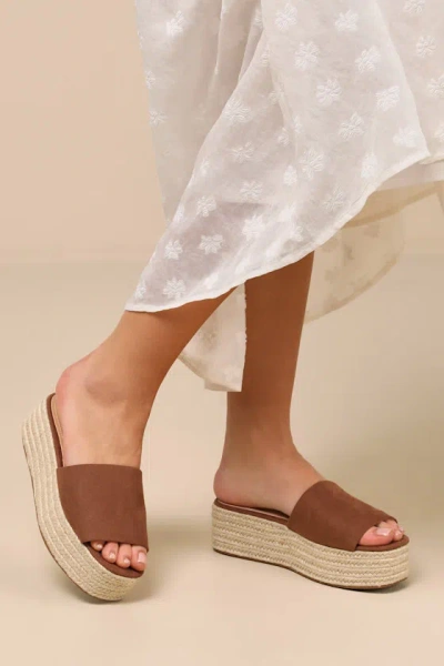 Lulus O'ahu 2 Cocoa Brown Suede Espadrille Platforms In Brown