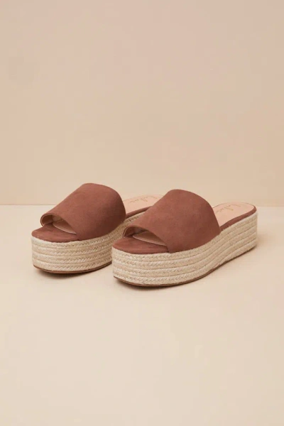 Lulus O'ahu 2 Cocoa Brown Suede Espadrille Platforms In Brown