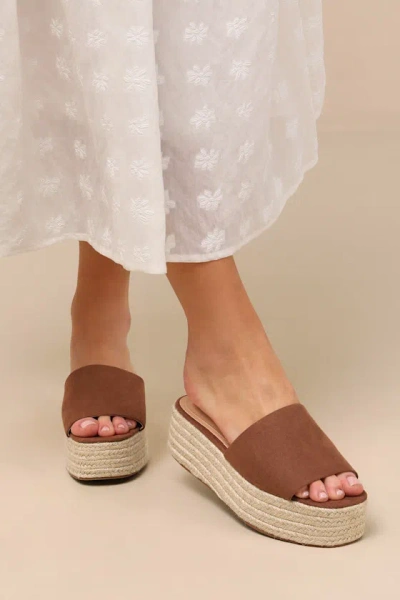 Lulus O'ahu 2 Cocoa Brown Suede Espadrille Platforms In Brown