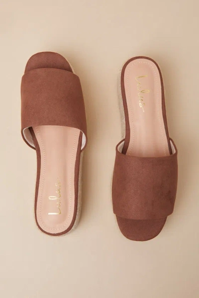 Lulus O'ahu 2 Cocoa Brown Suede Espadrille Platforms In Brown