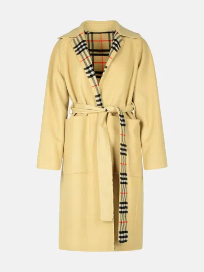 Burberry Beige Wool Coat In Beige
