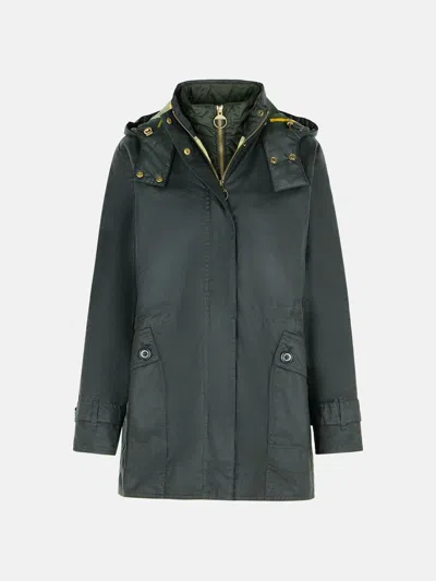Barbour 'kannich' Green Waxed Cotton Parka In Green