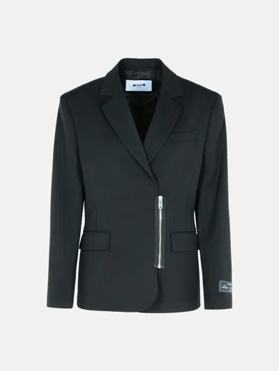 Msgm Black Polyester Blend Jacket In Black