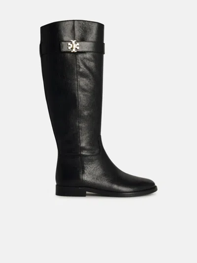 Tory Burch 'lock Ridin' Black Leather Boots In Black