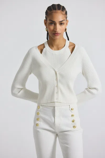 Derek Lam Lonnie Viscose Knit Layered Cardigan