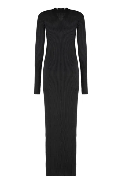 Attico Black Viscose Long Cardigan
