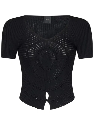 Pinko Ribbed T-shirt In Black