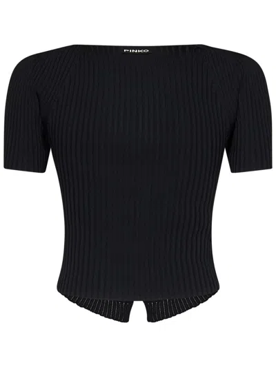 Pinko Ribbed T-shirt In Black