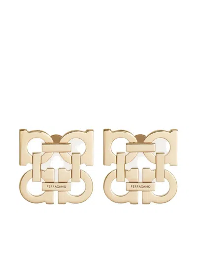 Ferragamo Four Gancini Clip On Earrings In Gold
