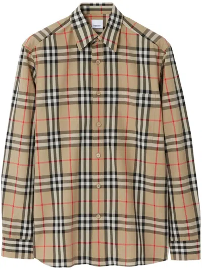 Burberry Check Cotton Shirt In Multi