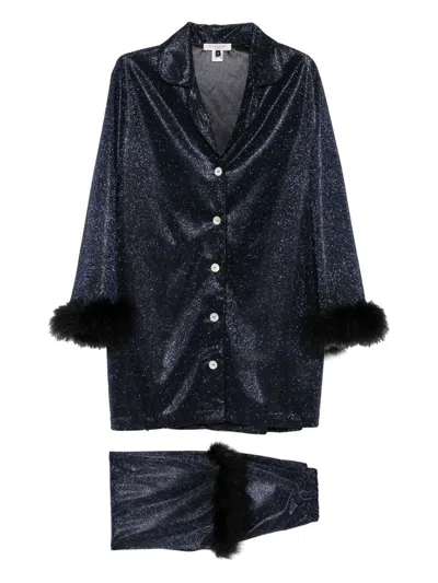 Gilda & Pearl Starlet Sparkle Pyjama Set In Navy Black