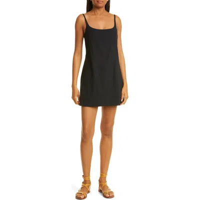 Rebecca Taylor Stretch Linen Blend Skirted Romper In Black