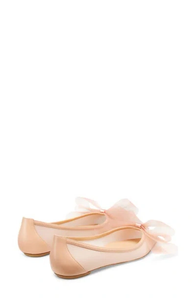 Stuart Weitzman Blushing Bow Mesh Ballerina Flats