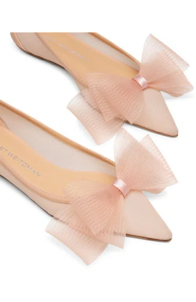 Stuart Weitzman Blushing Bow Mesh Ballerina Flats