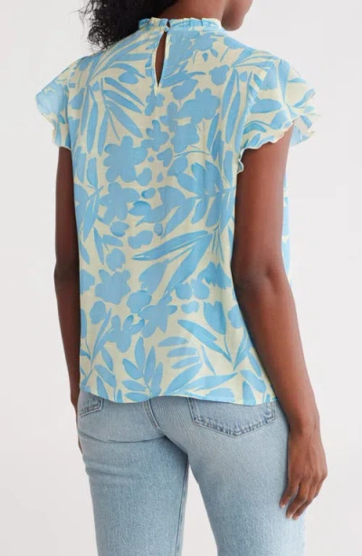 Nanette Lepore Flutter Sleeve Print Top In Multi