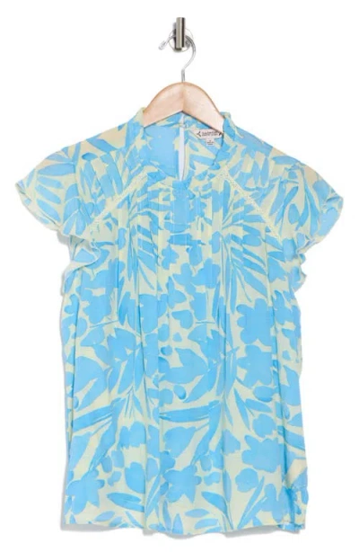 Nanette Lepore Flutter Sleeve Print Top In Multi