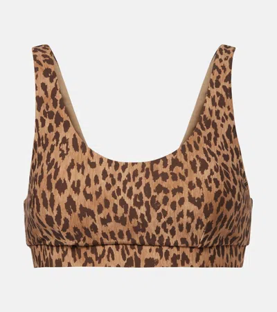 The Upside Panthera Daisy Scoop Neck Sports Bra In Brown