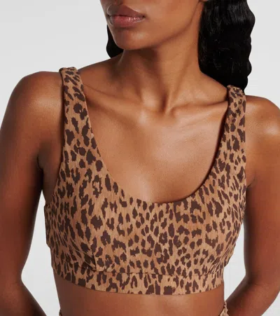The Upside Panthera Daisy Scoop Neck Sports Bra In Brown