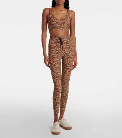 The Upside Panthera Daisy Scoop Neck Sports Bra In Brown