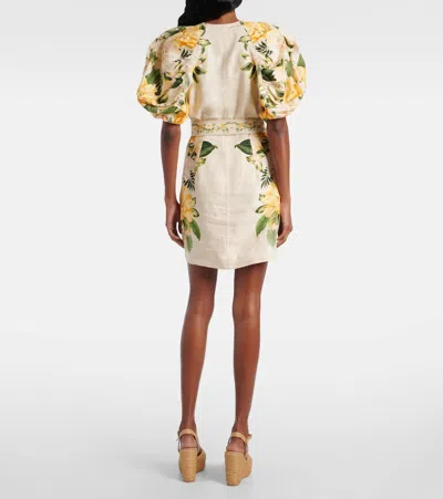 Farm Rio Sand Garden Cascade Euroflax Premium Linen Mini Dress